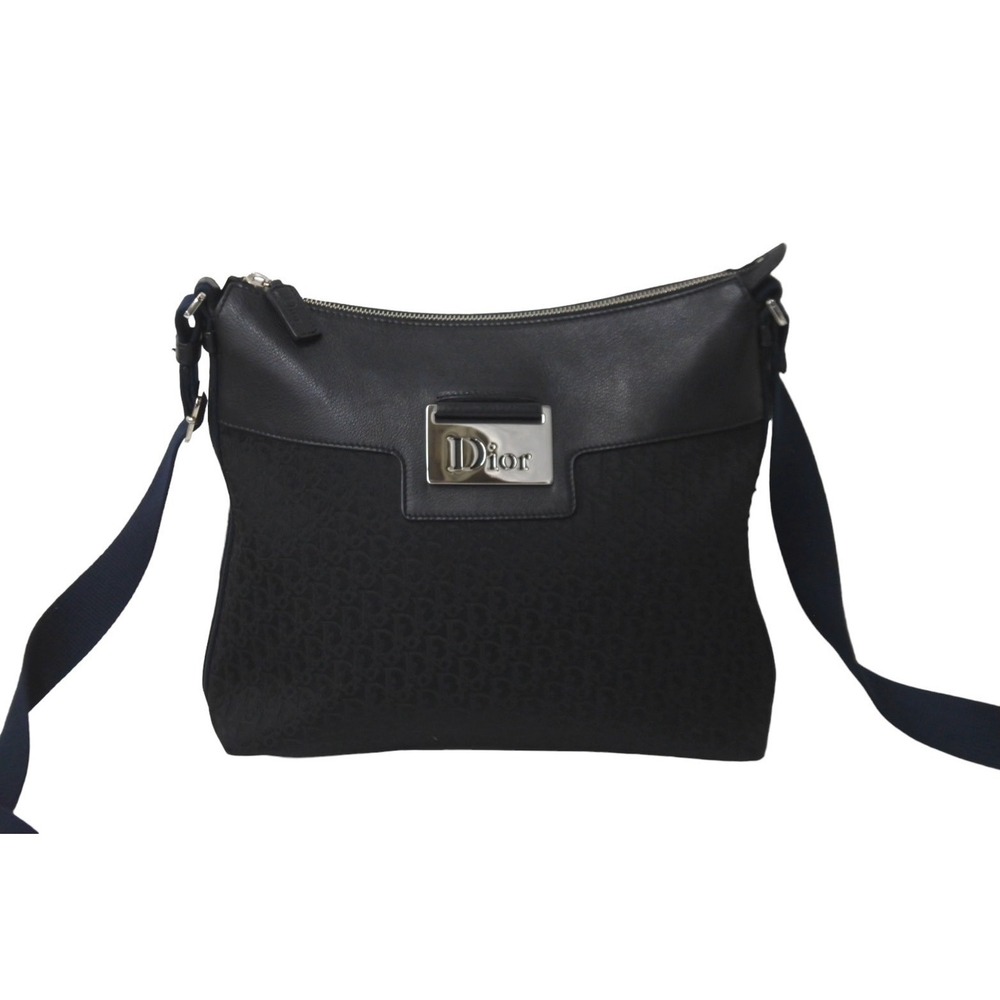 Christian Dior Trotter Handbag Flower Embroidery Canvas Leather Black - Picture 2 of 10